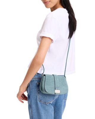 Nouveau Denim Printed Suede Mini Saddle Bag