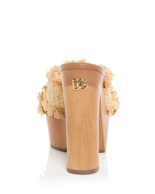 Women&#39;s Frayed Raffia Platform Wedge Sandals