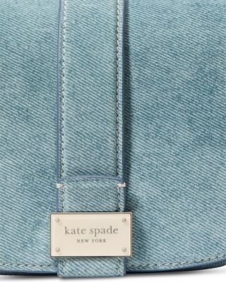 Nouveau Denim Printed Suede Mini Saddle Bag