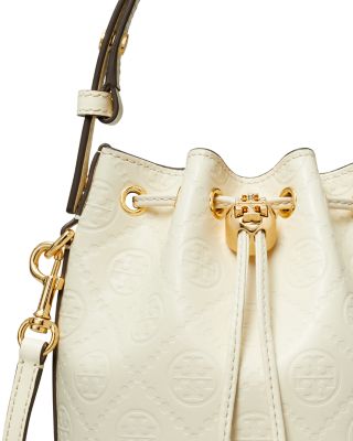 T Monogram Leather Mini Bucket Bag