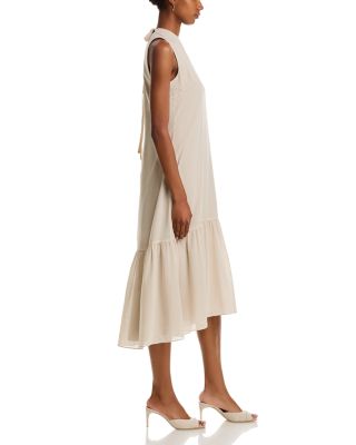 Tie Neck Tiered Midi Dress