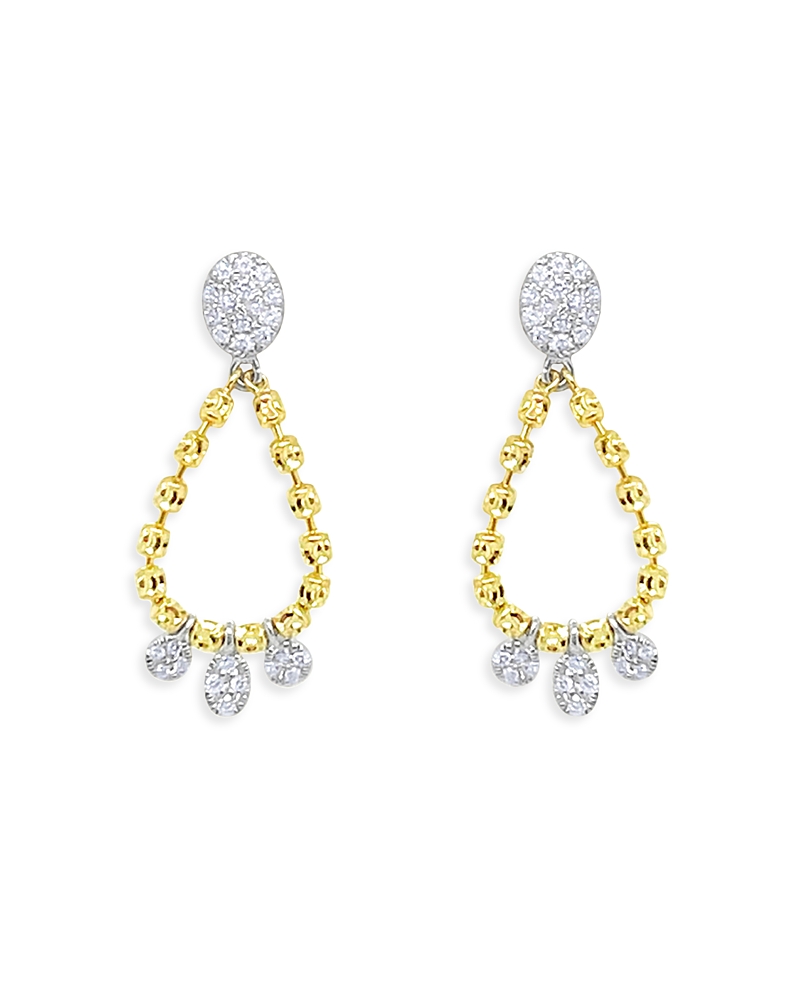 Meira T 14K Gold Diamond Barrel Chain Loop Earrings