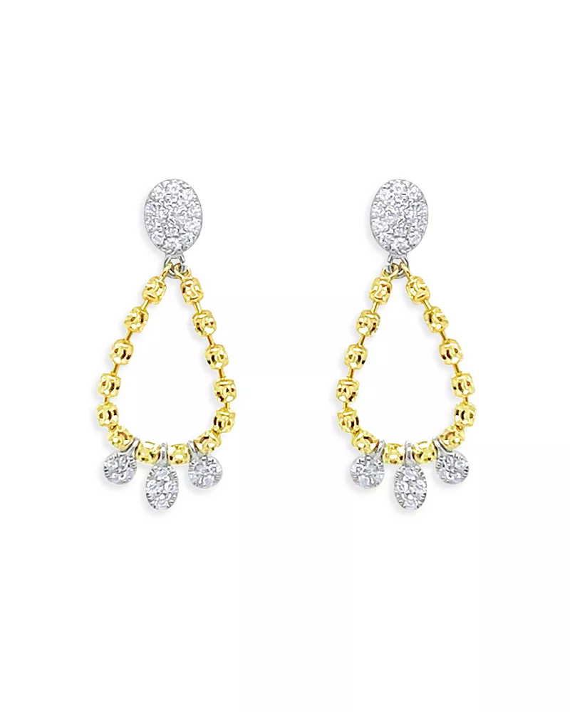 Meira T 14K Gold Diamond Barrel Chain Loop Earrings