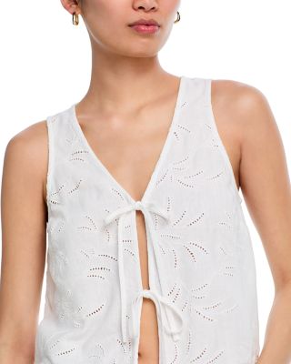 Sleeveless Tie Front Top