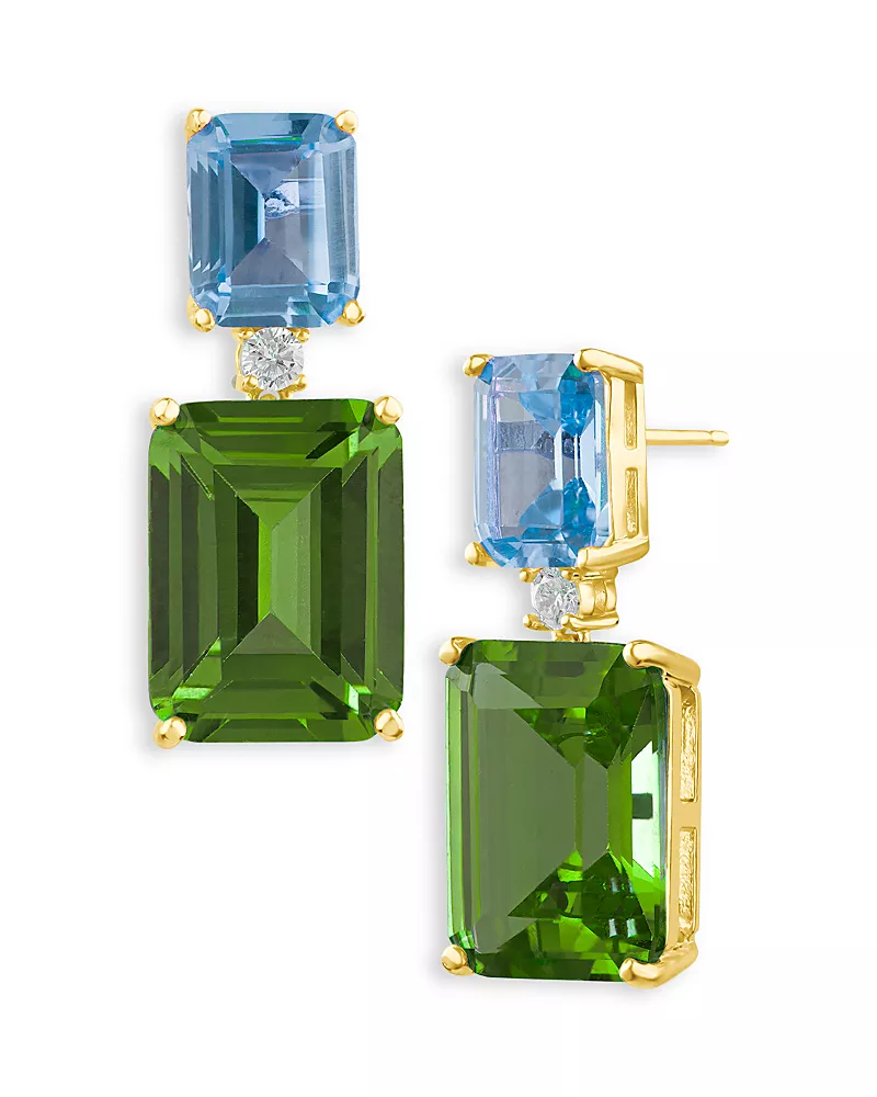 Kenneth Jay Lane Multicolor Round & Emerald Cut Cubic Zirconia Drop Earrings