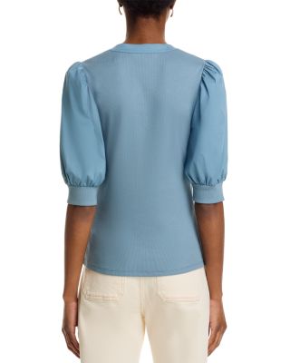 Coralee Mixed Media Puff Sleeve Top