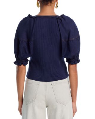 Mixed Media Puff Sleeve Top - Exclusive