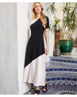 Short Sleeve Contrast Midi Dress	