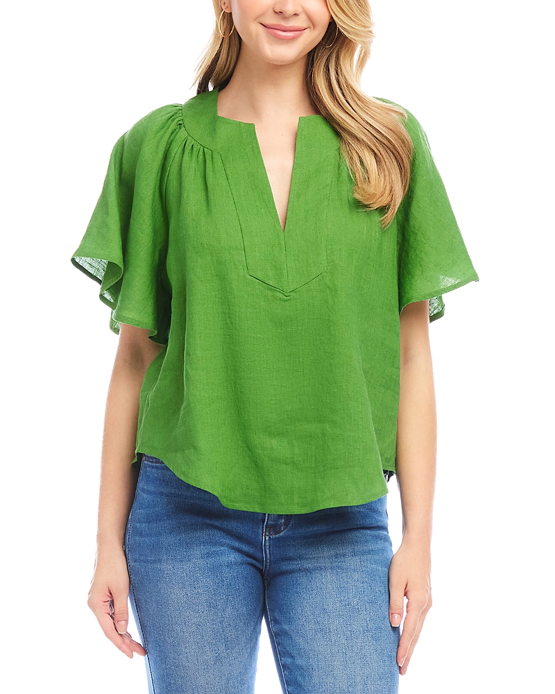 Karen Kane Flutter Sleeve Linen Top