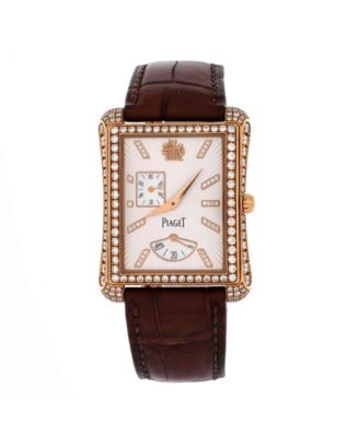 Black Tie Emperador Power Reserve Automatic Watch in Rose Gold and Alligator with Diamond Bezel, Case and Markers 32mm