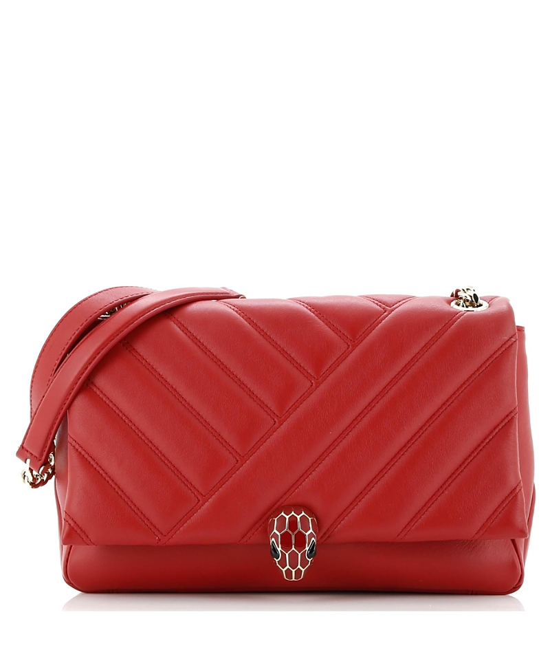 Pre-owned Pre-owned Bvlgari Bvlgari Medium Serpenti Cabochon Shoulder Bag Diagonal Quilted Leather