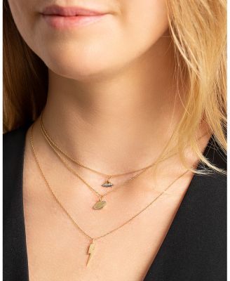14K Yellow Gold Pure Lightning Bolt Pendant Necklace, 16"