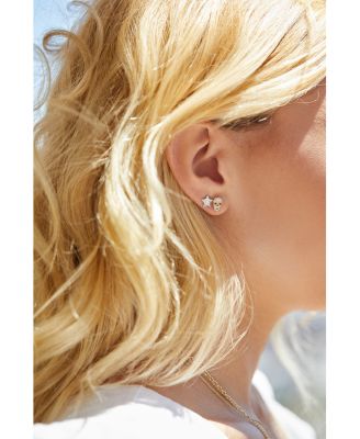 14k Yellow Gold Diamond Skull Stud Earrings