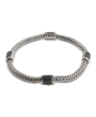 Sterling Silver Icon Bracelet with Pav&eacute; Black Sapphires, 5mm