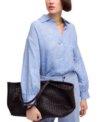 Handwoven Caned Leather Tote