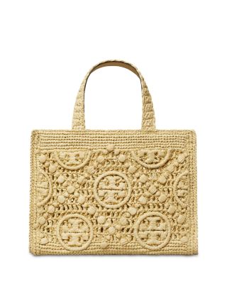 T Monogram Raffia Square Tote