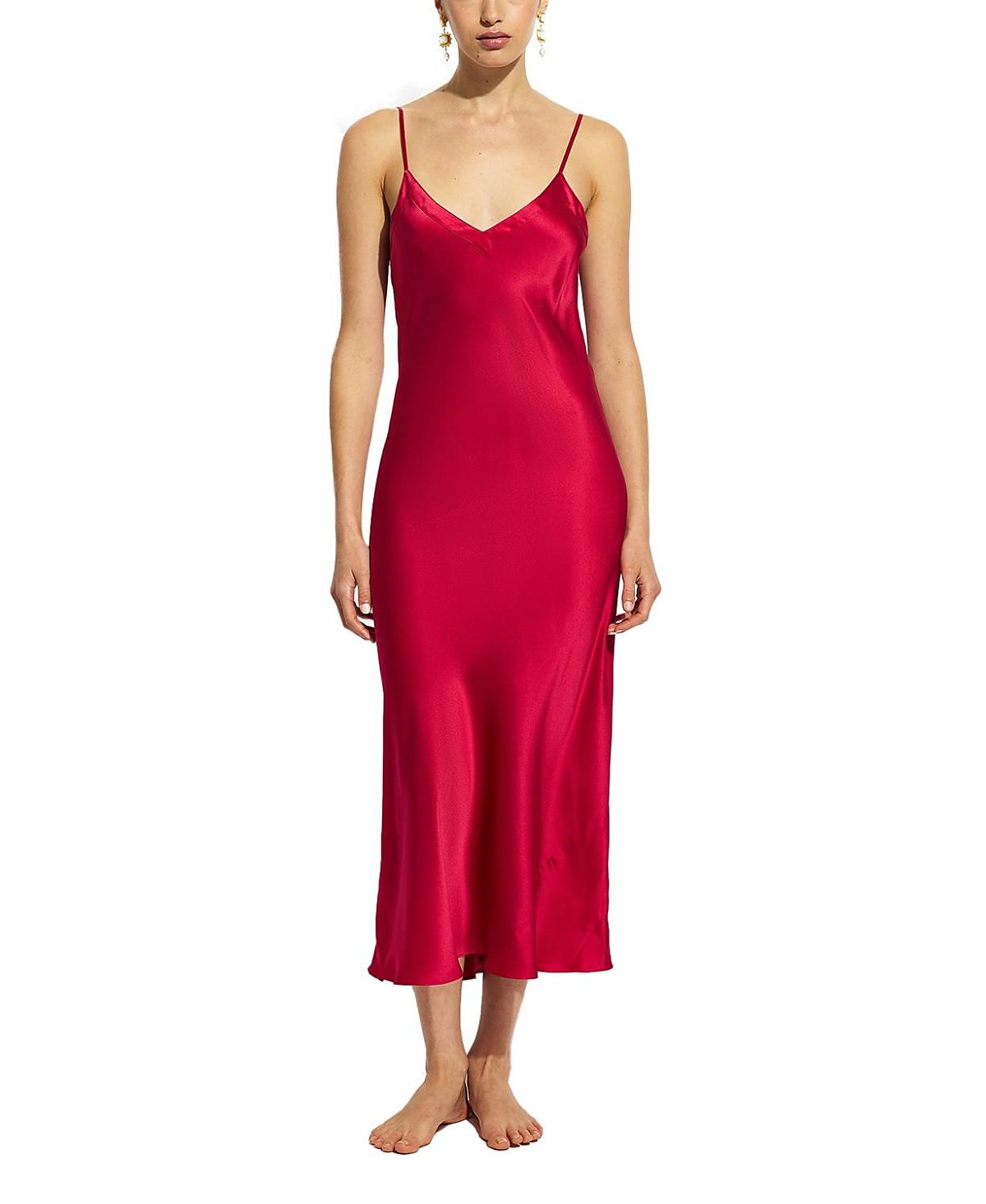 Ginia Silk Long V Neck Nite