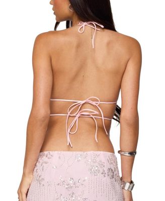 Nelley Backless Beaded Sequin Chiffon Top