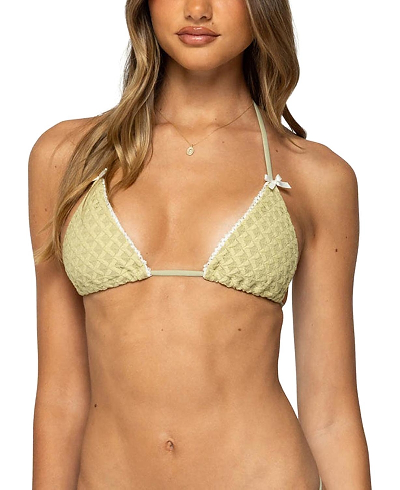 EDIKTED ANNA TEXTURED TRIANGLE BIKINI TOP