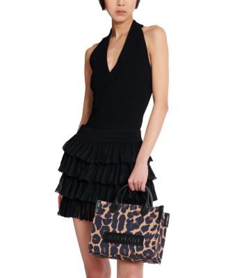 B-Army Small Leopard Print Canvas Tote Bag