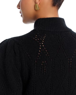 100% Cashmere Pointelle Mock Neck Sweater - Exclusive
