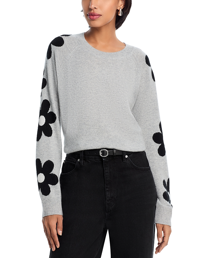 Aqua Floral Sleeve Cashmere Sweater - Exclusive