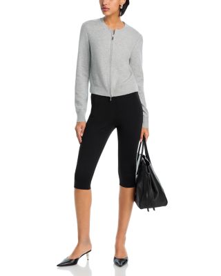 AQUA 100% Cashmere Full Zip Crewneck Cardigan - Exclusive