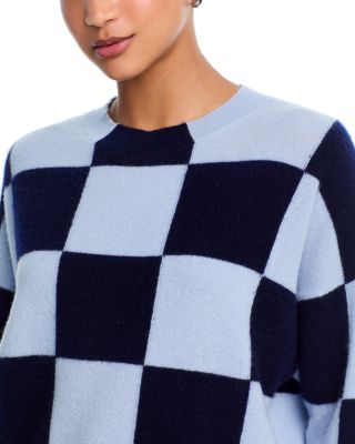100% Cashmere Brushed Cropped Check Sweater - Exclusive