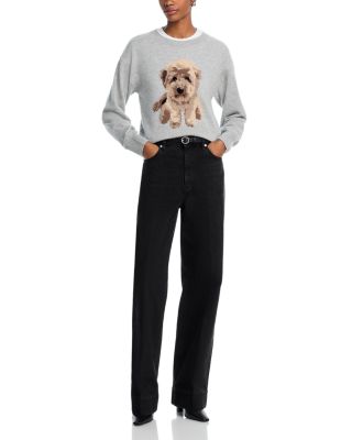 AQUA 100% Cashmere Doodle Dog Crewneck Sweater - Exclusive