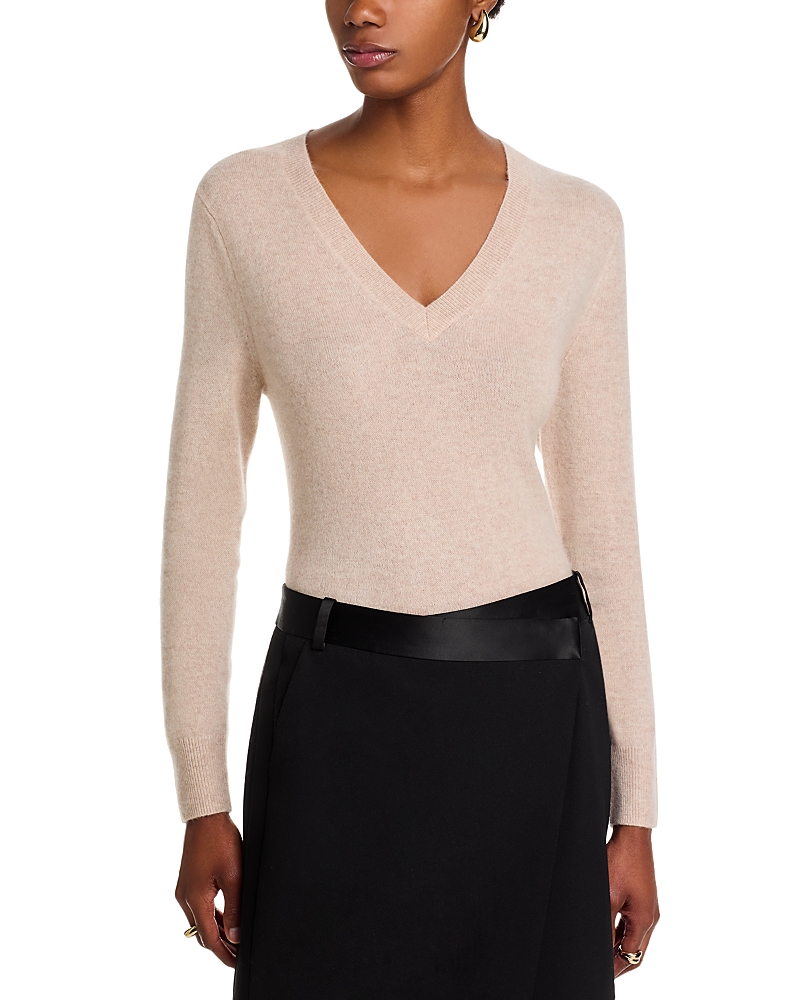 C By Bloomingdale's Cashmere Cashmere V Neck Sweater - Exclusive In Brown