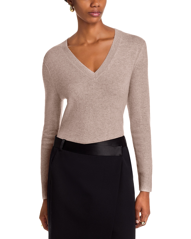 C By Bloomingdale's Cashmere Cashmere V Neck Sweater - Exclusive In Nude
