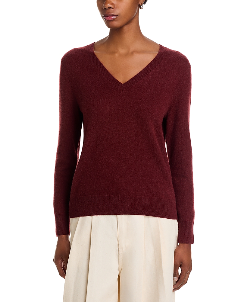 C By Bloomingdale's Cashmere Cashmere V Neck Sweater - Exclusive In Brown