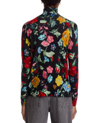100% Cashmere Printed Floral Turtleneck Sweater - Exclusive