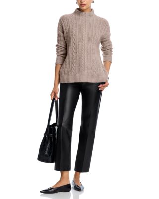 100% Cashmere Mock Neck Cable Knit Sweater - Exclusive