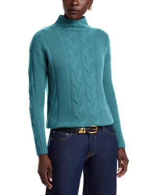 100% Cashmere Mock Neck Cable Sweater - Exclusive