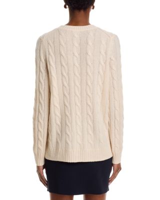 100% Cashmere Cable Knit Crewneck Sweater - Exclusive
