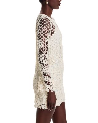 Crochet Boat Neck Bell Sleeve Dress - Exclusive