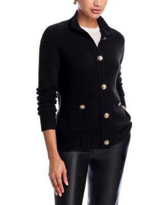 100% Cashmere Rib Knit Cardigan - Exclusive