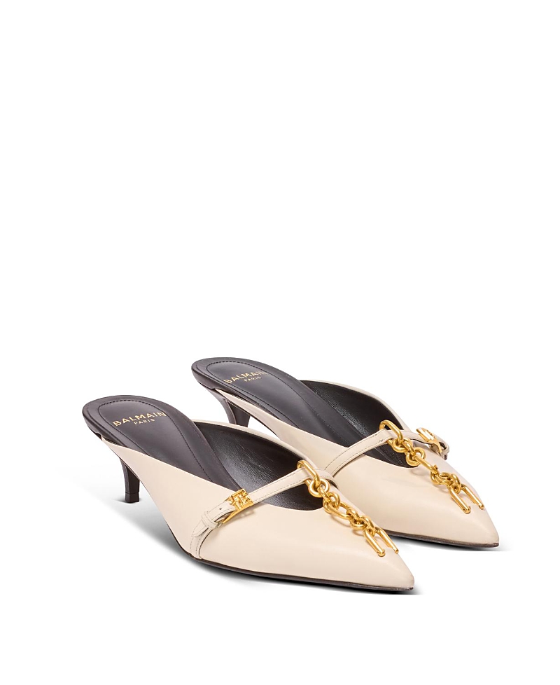 Balmain Leather Sync Mules 50 In Pink