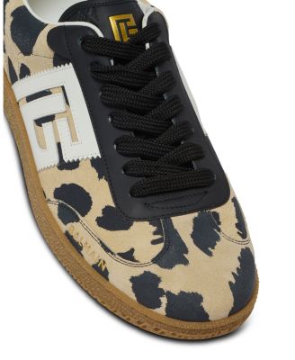 Women's Swan Leopard Print Suede Leather Trainers