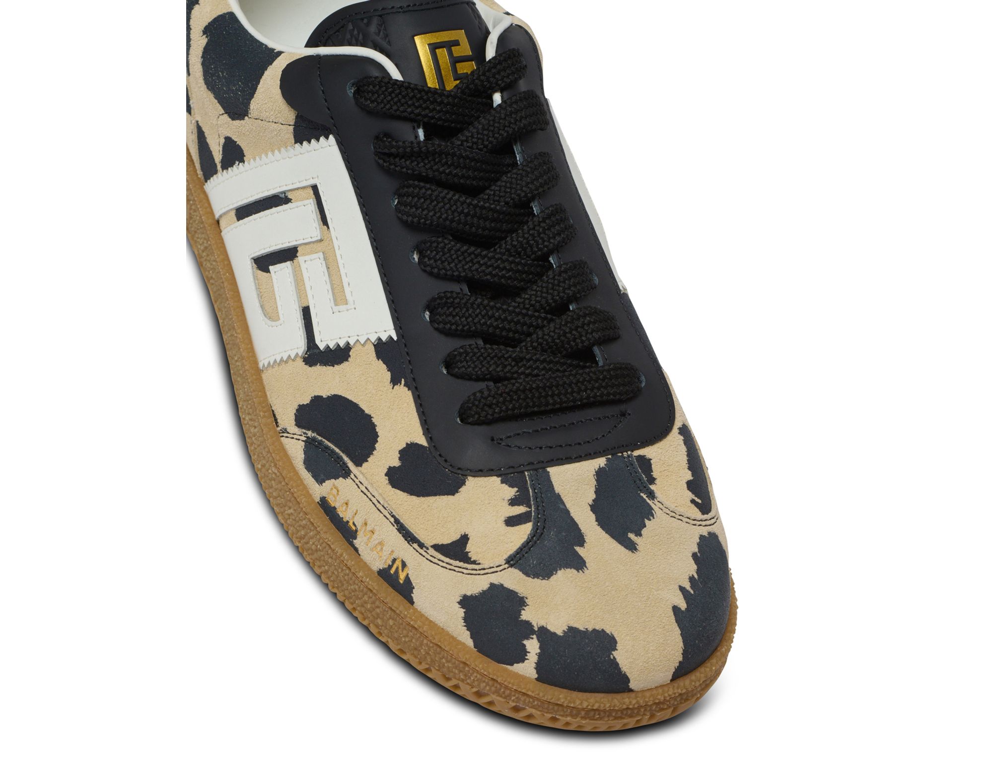 Women's Swan Leopard Print Suede Leather Trainers — Image 5