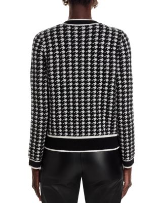 Houndstooth Contrast Trim Cashmere Cardigan - Exclusive