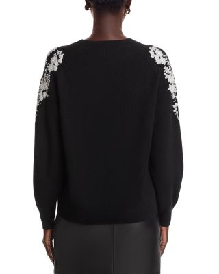100% Cashmere Embellished Embroidered Floral Sweater - Exclusive