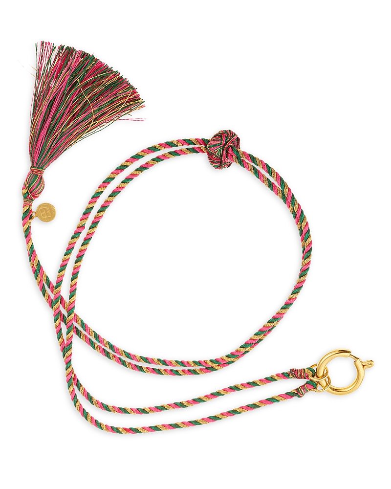 Caroline De Benoist Adjustable Silk Cord Tassel Pendant Necklace, 25.6