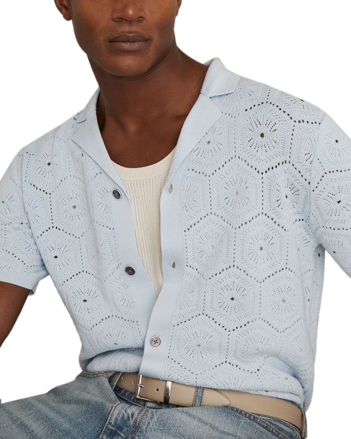 Hexagon Pointelle Camp Shirt