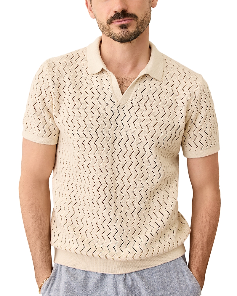 Marine Layer Cyrus Chevron Regular Fit Short Sleeve Sweater In Neutral