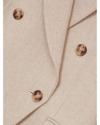 Petite Double Breasted Linen Suit Blazer