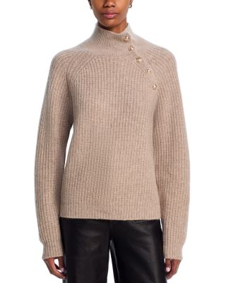 AQUA - 100% Cashmere Button Raglan Sleeve Sweater - Exclusive