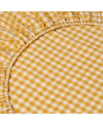  Gingham Linen Blend Fitted Sheet, Full