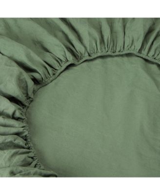 Linen Blend Fitted Sheet, Queen